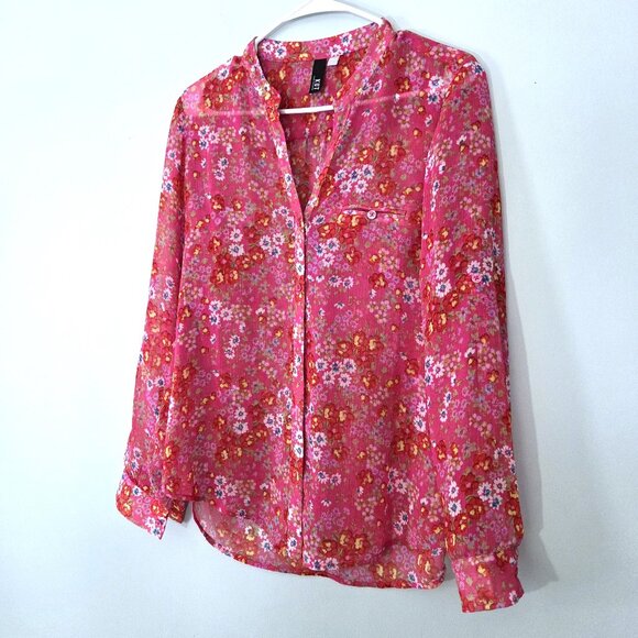 NWOT Kut From The Kloth Pink Jasmine Chiffon Floral Blouse Size S - Picture 1 of 2